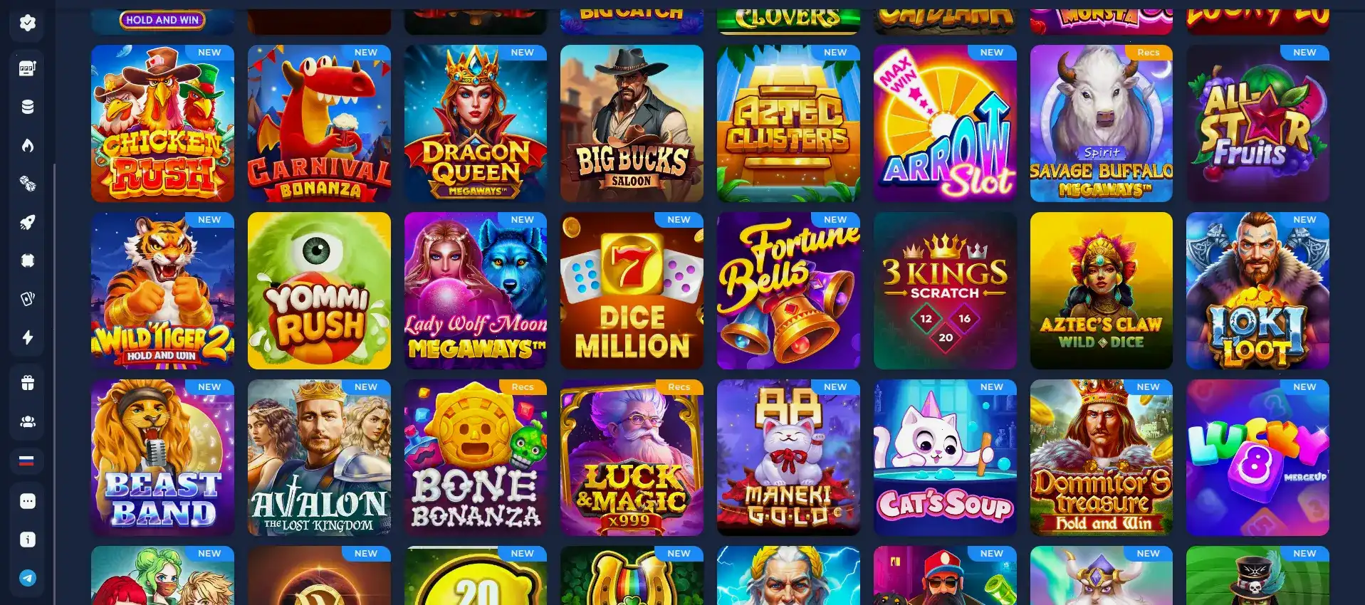 Игровой зал Legzo casino на официальном сайте